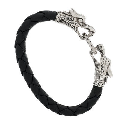 John Hardy Sterling Silver Leather Naga Dragon Legend Bracelet Black 4 of 5