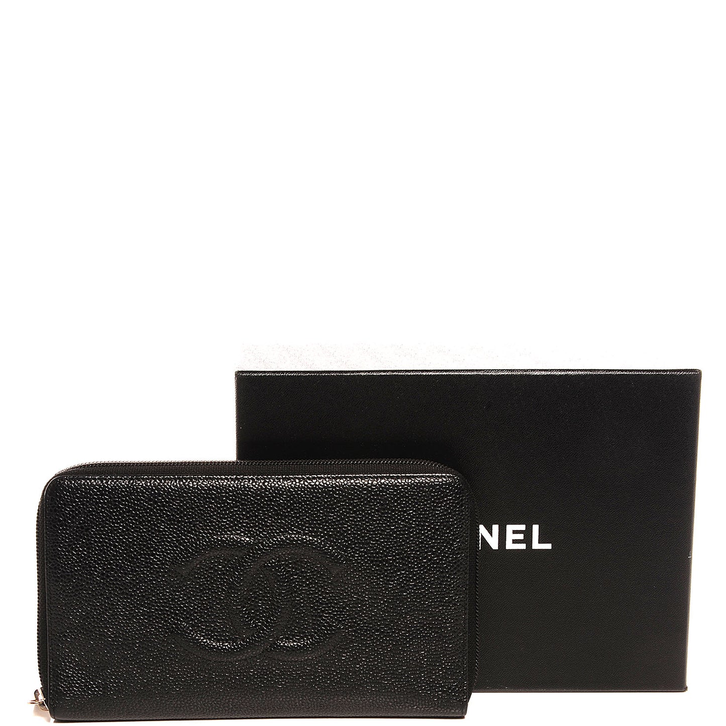 Caviar CC Timeless Large Zip Around Wallet Black