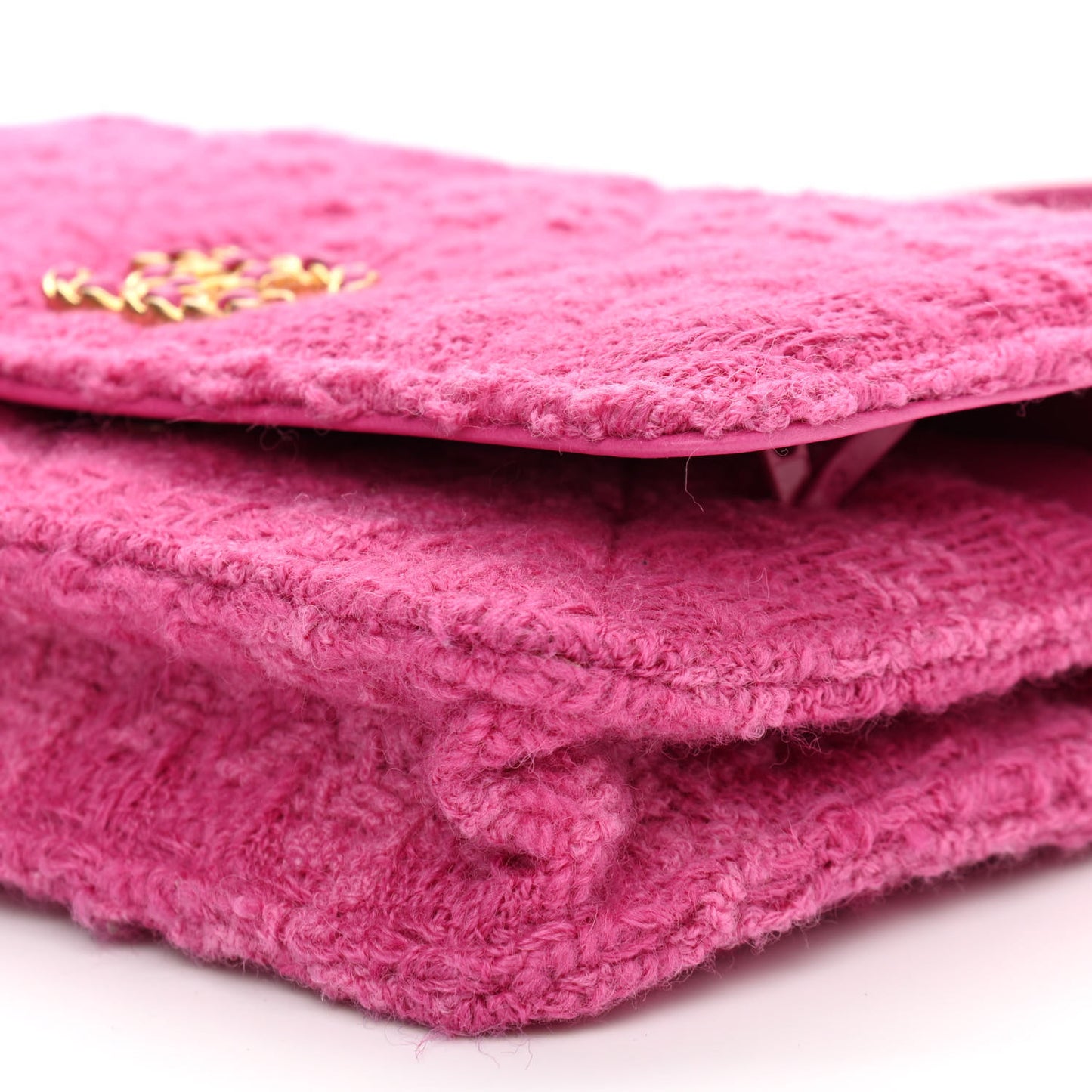 Wool Tweed Lambskin Quilted Chanel 19 Wallet On Chain WOC and Coin Purse Fuchsia