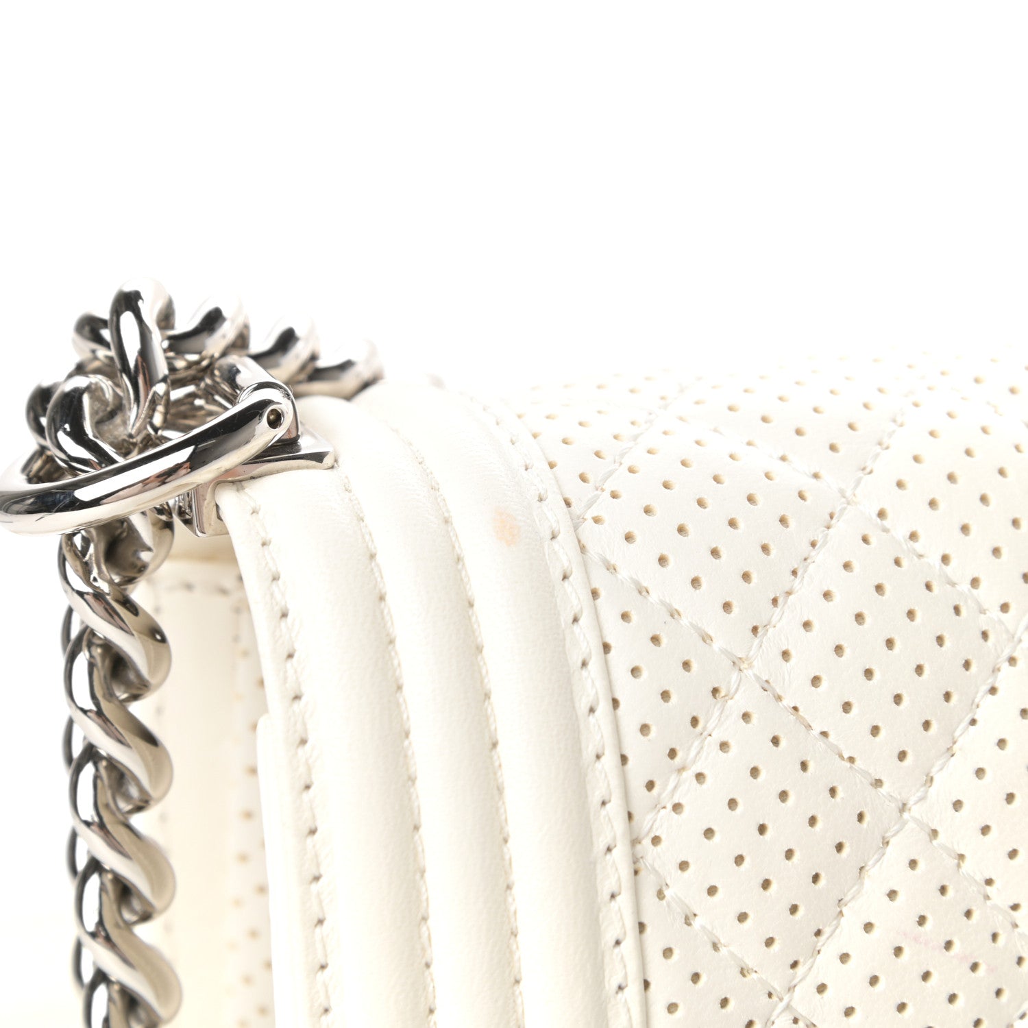 Chanel Lambskin Perforated Medium Boy Flap White 10 of 11