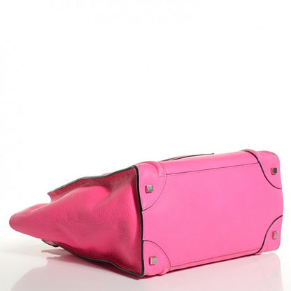Celine Drummed Calfskin Mini Luggage Fluo Pink 4 of 14