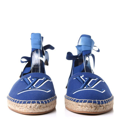 Louis Vuitton Canvas Escale Starboard Espadrille Flats 37 Blue 2 of 11