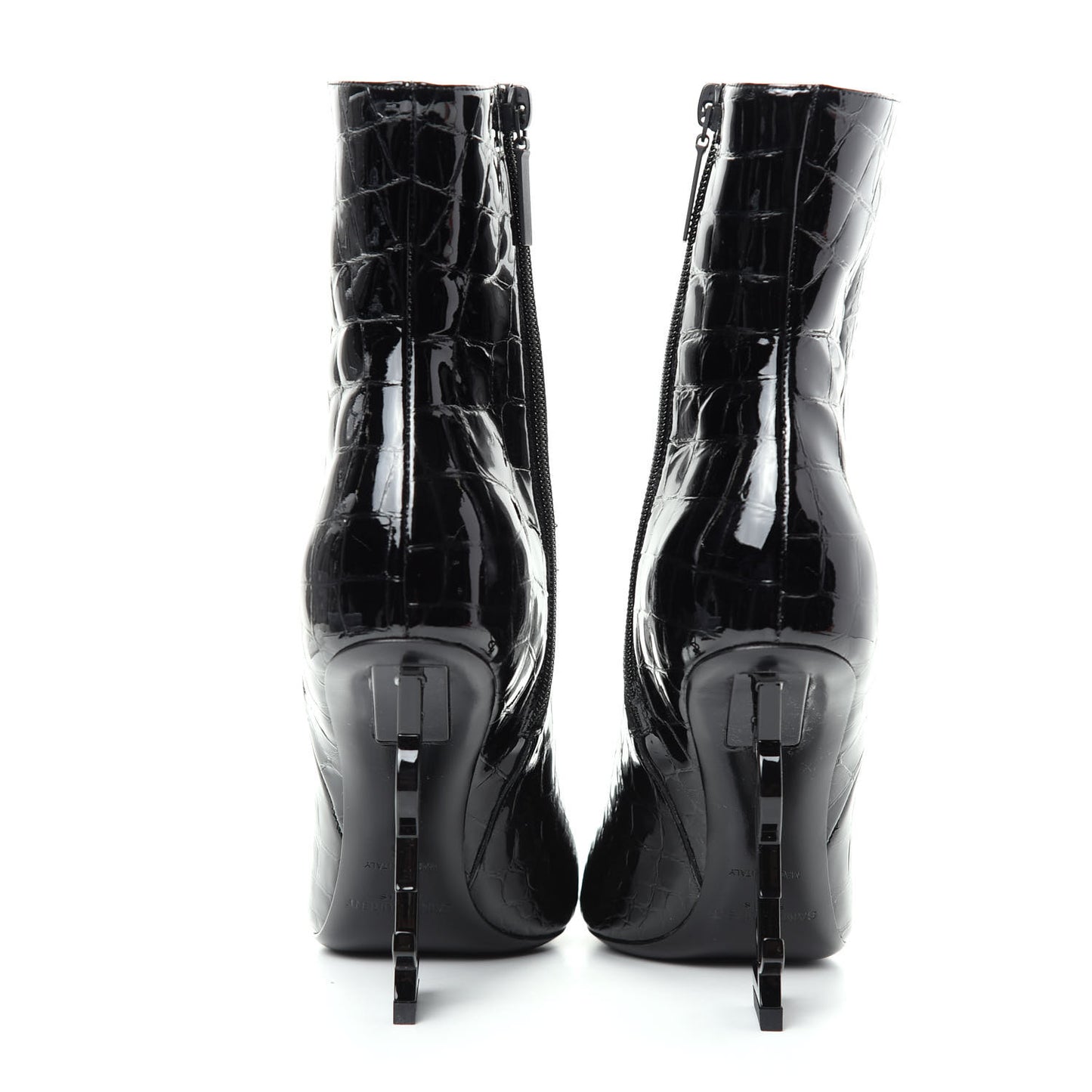 Alligator Embossed Patent Calfskin Opyum 110 Ankle Boots 36 Black