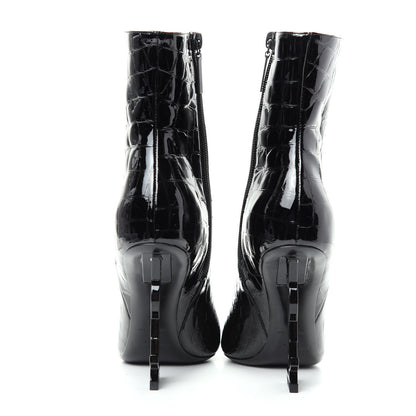 Saint Laurent Alligator Embossed Patent Calfskin Opyum 110 Ankle Boots 36 Black 7 of 11