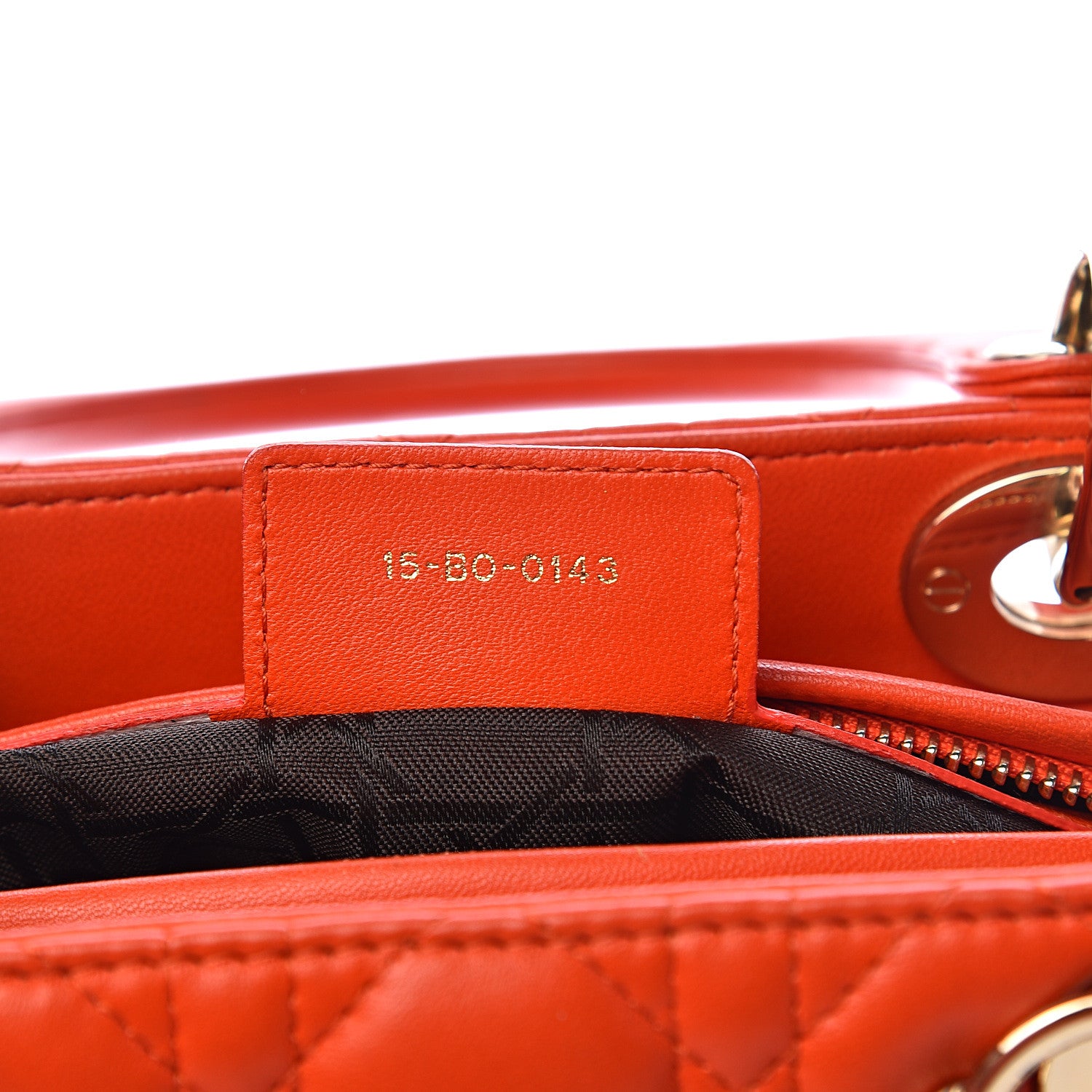 Christian Dior Lambskin Cannage Medium Lady Dior Orange 6 of 9