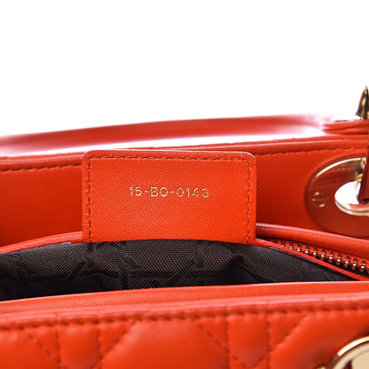 Christian Dior Lambskin Cannage Medium Lady Dior Orange 6 of 9