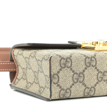 Gucci GG Supreme Monogram Calfskin Mini Padlock Top Handle Shoulder Bag Beige Black Cuir 6 of 10