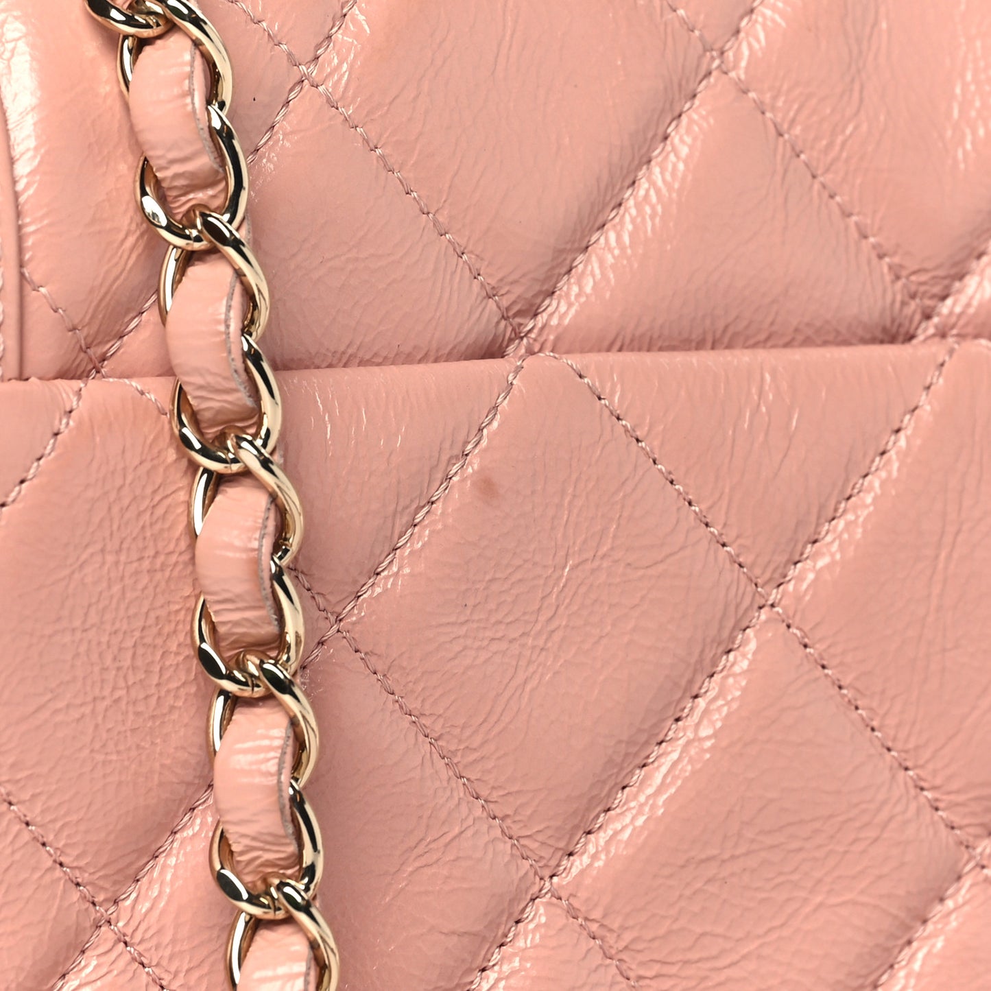 Crumpled Glazed Lambskin Quilted Small Flap Pink