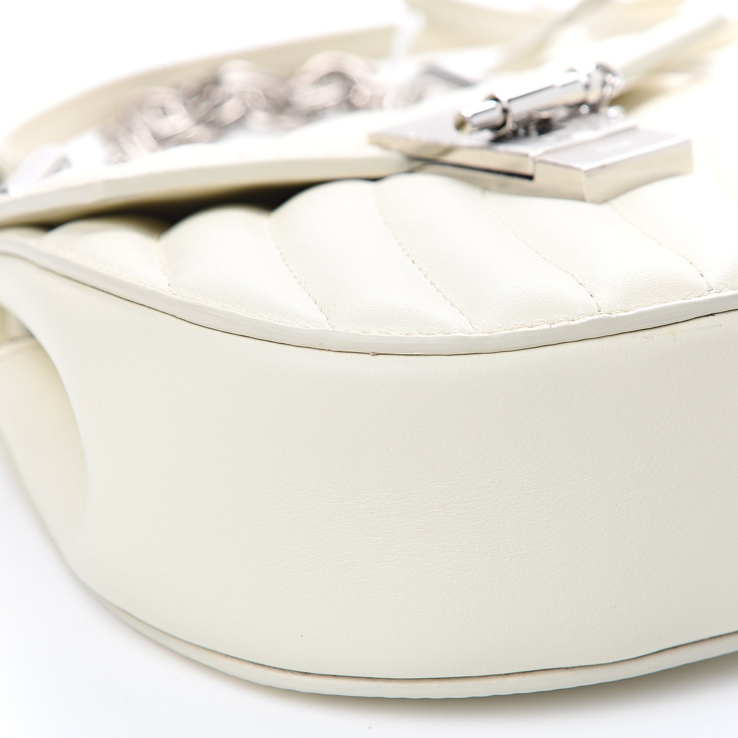 Calfskin Quilted Mini Drew Bijou Shoulder Bag Natural White