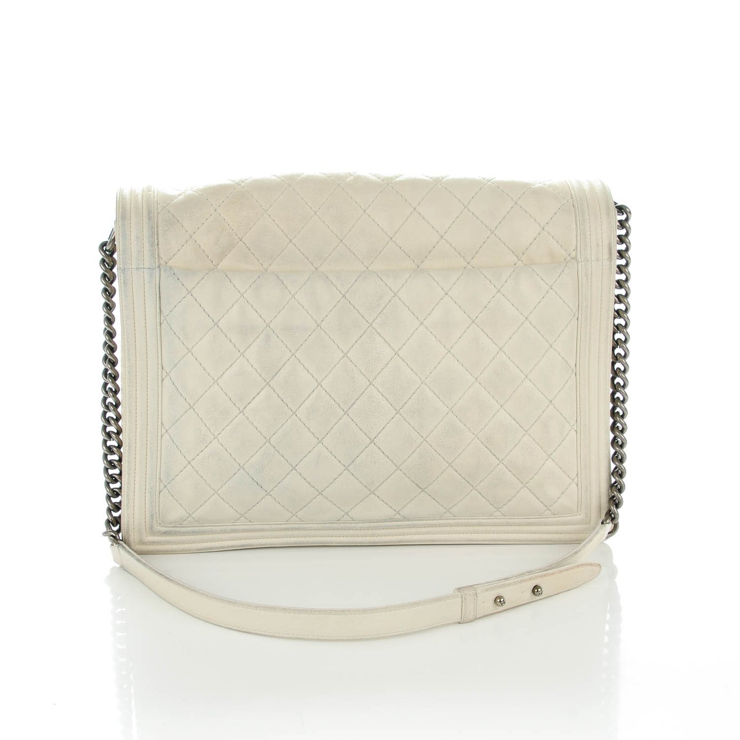 Goatskin Quilted Large Gentle Boy Flap Dark White