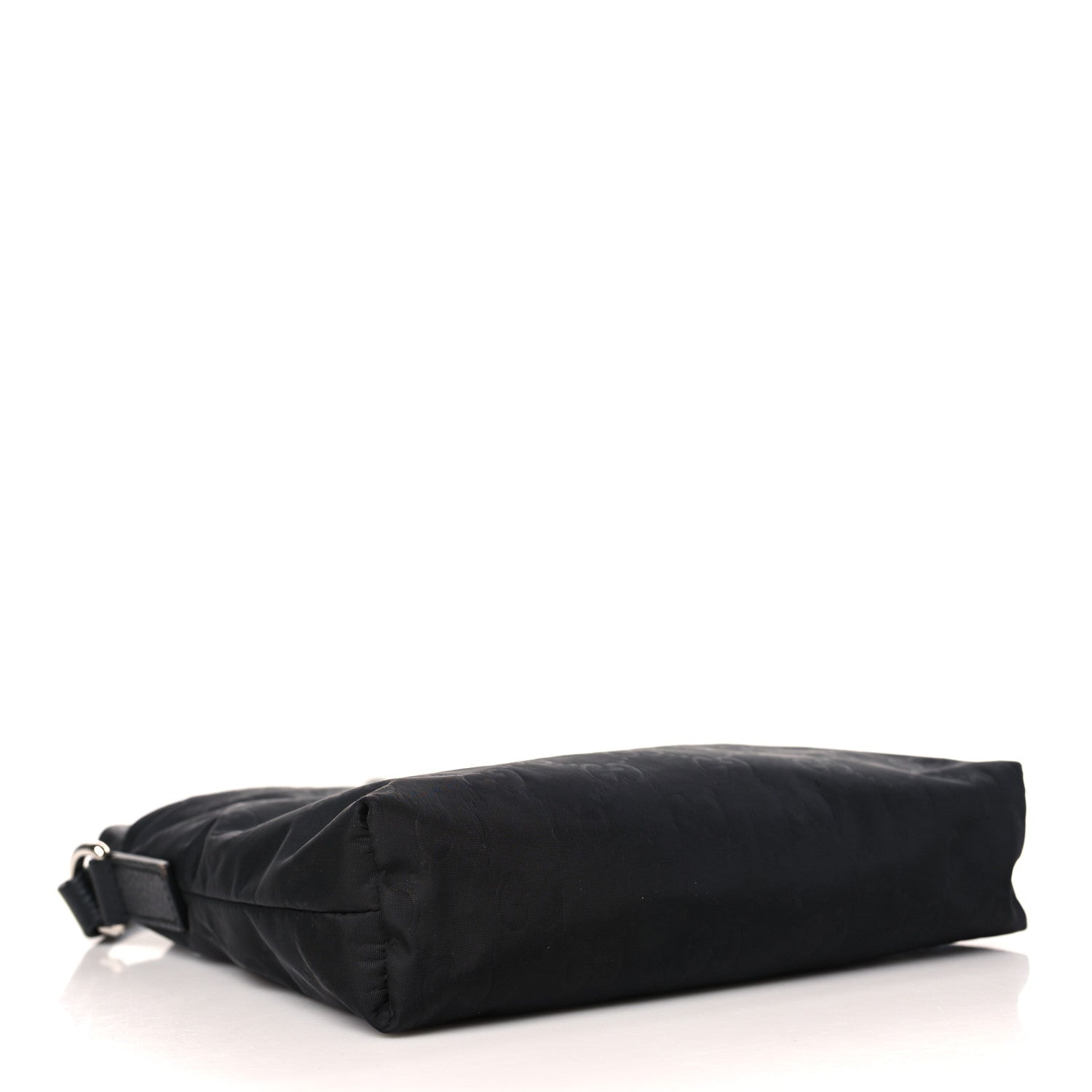 Gucci Nylon Monogram Dollar Calfskin Small Flat Messenger Bag Black 4 of 9