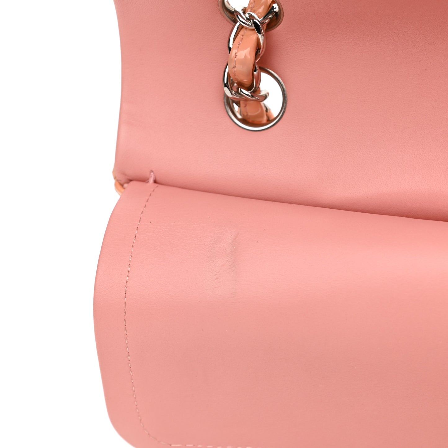 Patent Quilted Medium Double Flap Light Pink