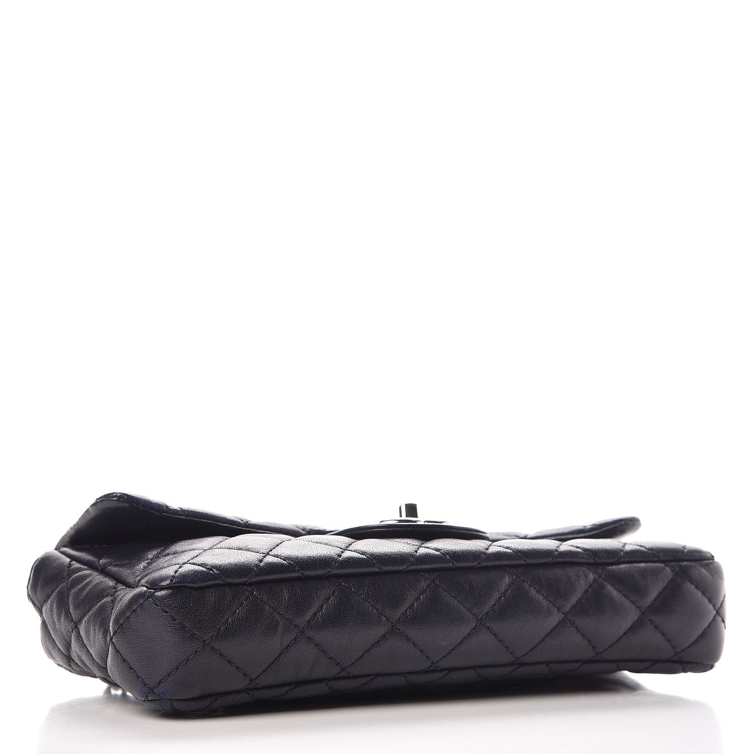 Chanel Lambskin Quilted East West Flap Bijoux Chain Navy Blue 4 of 14