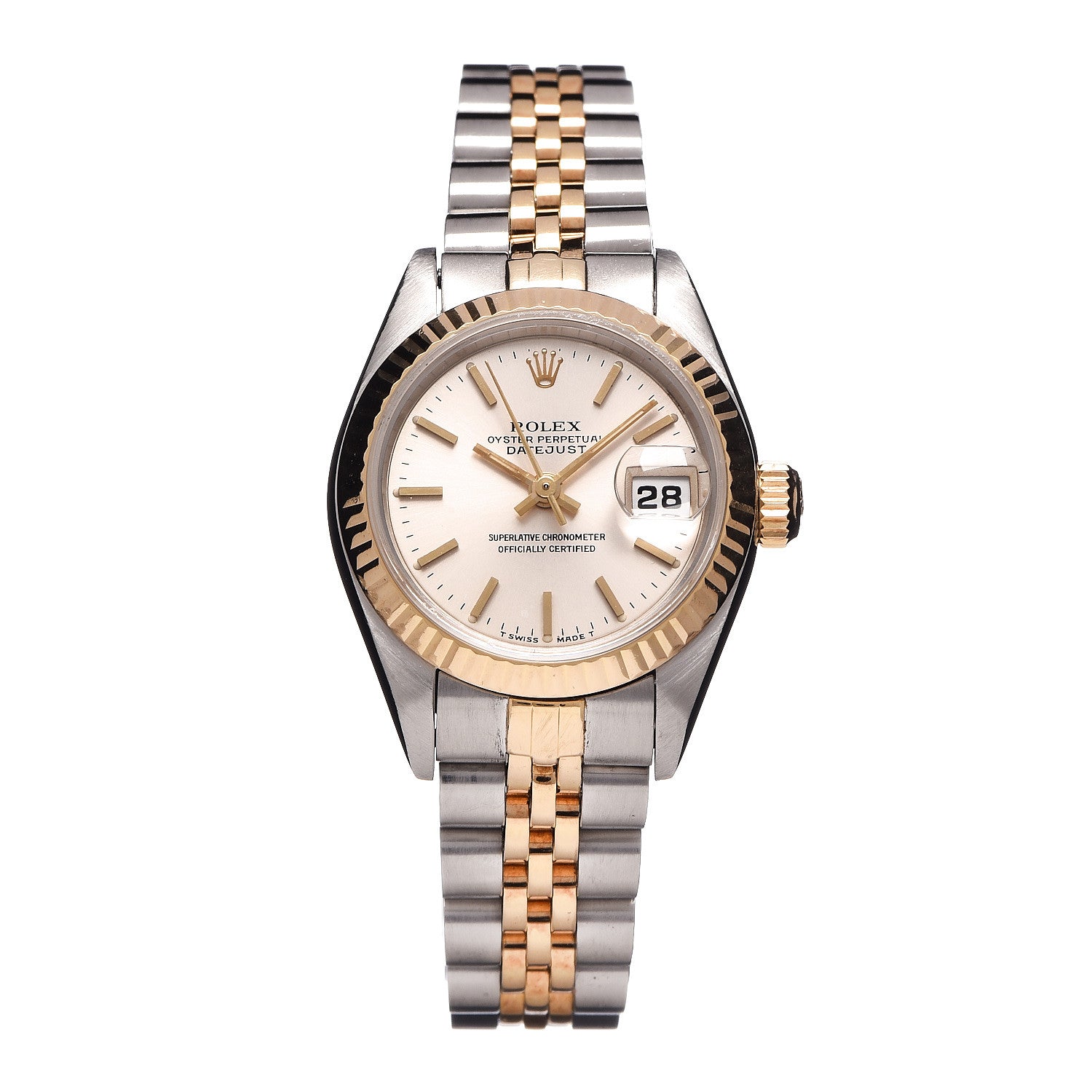 Rolex Stainless Steel 18K Yellow Gold 26mm Oyster Perpetual Datejust Watch Silver 69173 1 of 8
