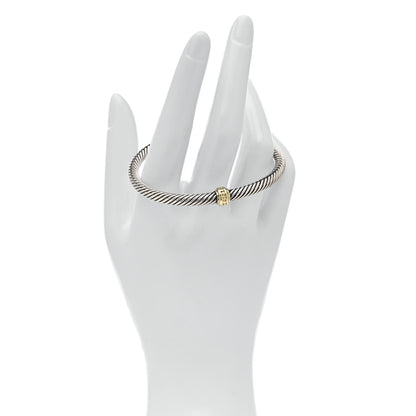 David Yurman Sterling Silver 14K Yellow Gold 5mm Cable Classics Single Station Bracelet 2 of 4