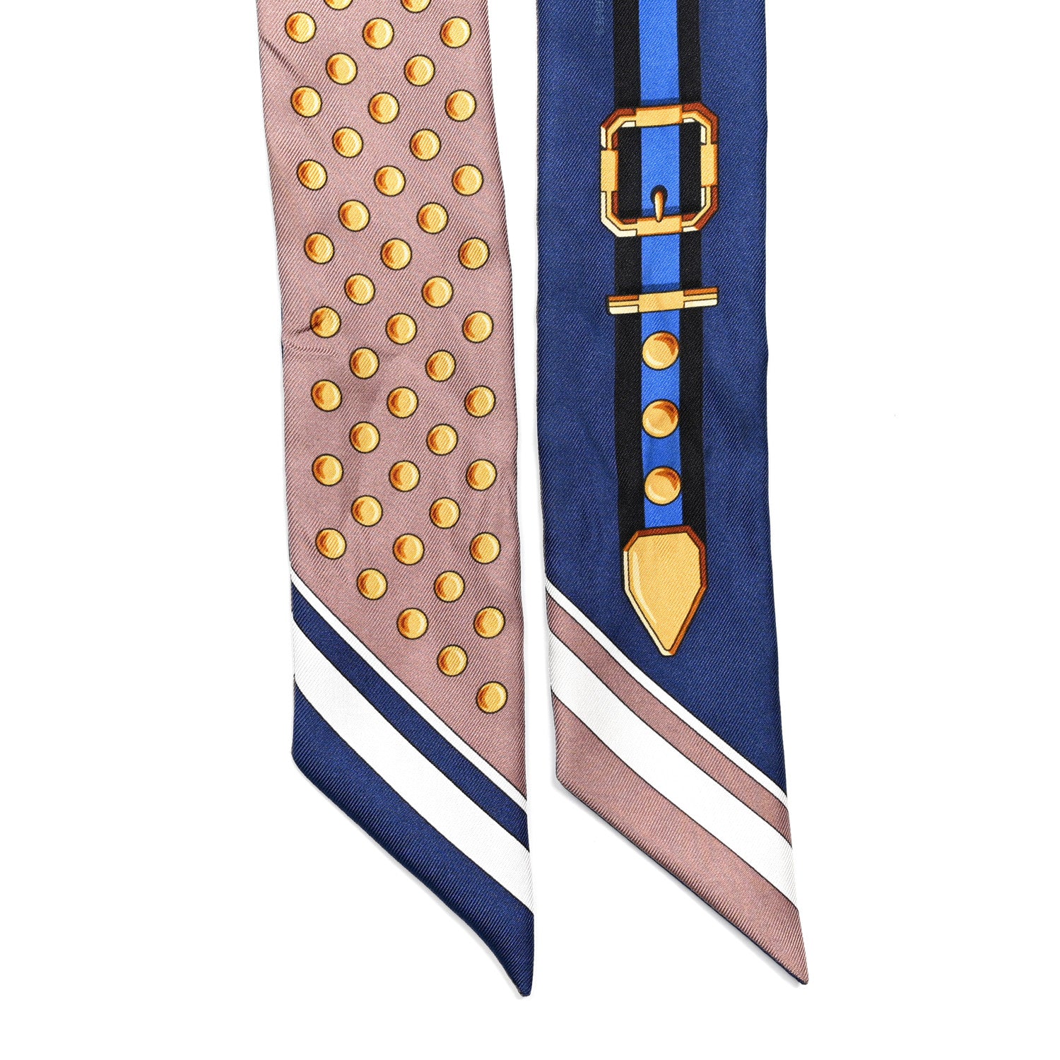 Hermes Silk Grand Tralala Twilly Marron Glacé Marine Gold 2 of 4