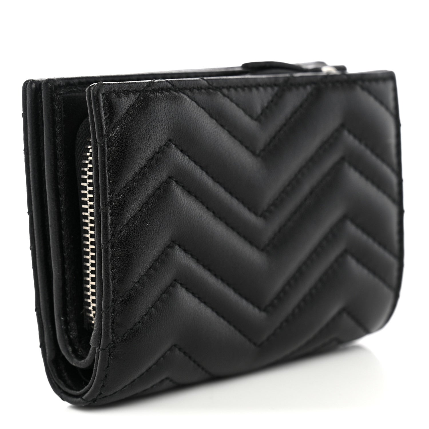Gucci Nappa Matelasse GG Marmont Card Case Wallet Black 3 of 9