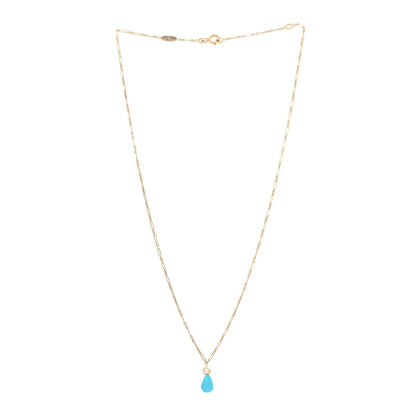 Christian Dior 18K Yellow Gold Diamond Turquoise Drop Pendant Necklace 3 of 4