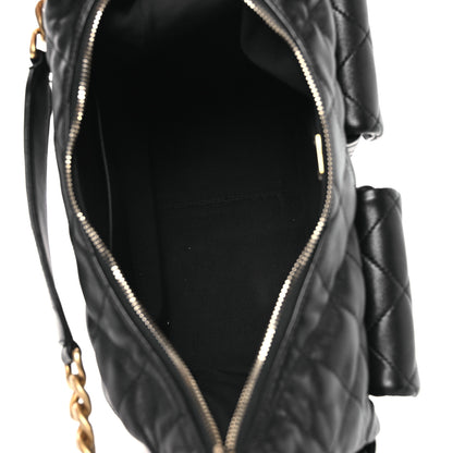 Chanel Shiny Lambskin Quilted Trendy Pockets Hobo Black 5 of 13