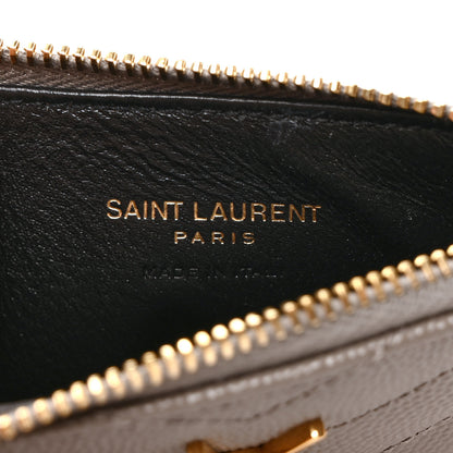 Saint Laurent Monogram Grain de Poudre 5 Fragments Zip Pouch Card Holder Dark Latte 6 of 6