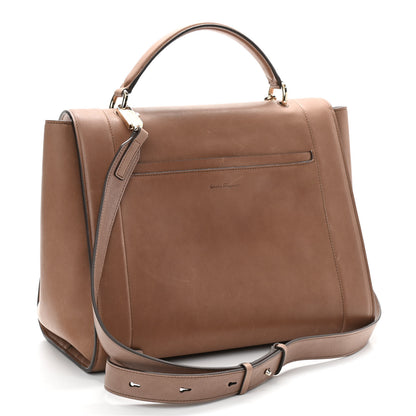 Salvatore Ferragamo Calfskin Sofia Rainbow Top Handle Bag Moka 3 of 11