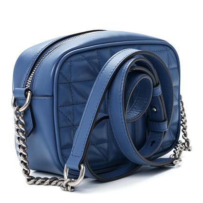 Gucci Calfskin Matelasse Aria Mini GG Marmont Chain Shoulder Bag Clear Blue 3 of 12