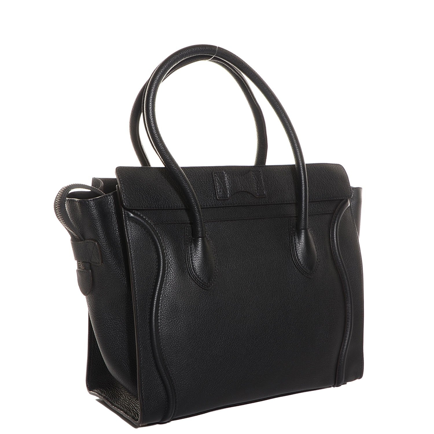 Celine Drummed Calfskin Shoulder Luggage Black 3 of 8