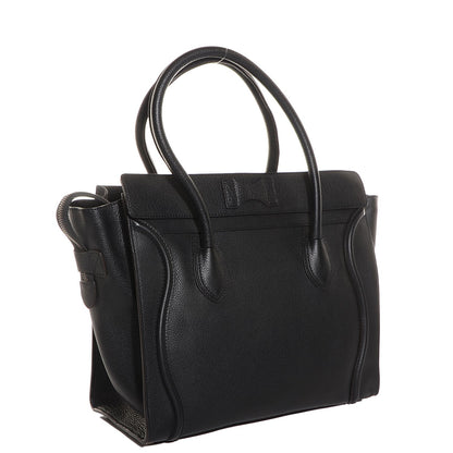Celine Drummed Calfskin Shoulder Luggage Black 3 of 8