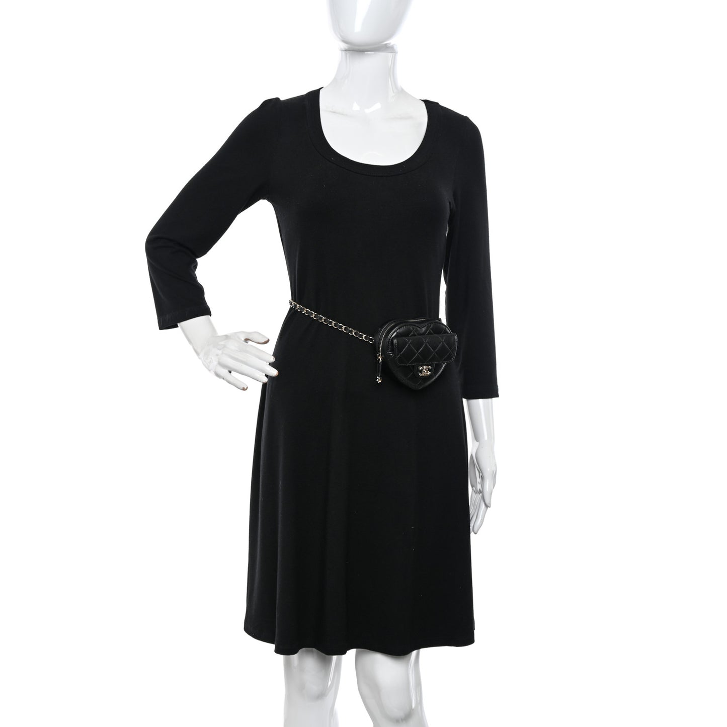 Lambskin Quilted CC In Love Heart Waist Belt Bag With Chain Black
