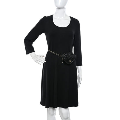 Chanel Lambskin Quilted CC In Love Heart Waist Belt Bag With Chain Black 2 of 9