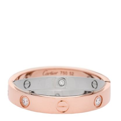 Cartier 18K Pink White Gold 6 Diamond LOVE Ring 52 6 1 of 4