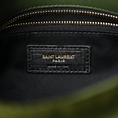 Saint Laurent Velvet Quilted Small Loulou Puffer Monogram Chain Satchel Kaki Musk 6 of 10