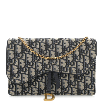 Christian Dior Oblique Saddle Chain Pouch Blue 1 of 9