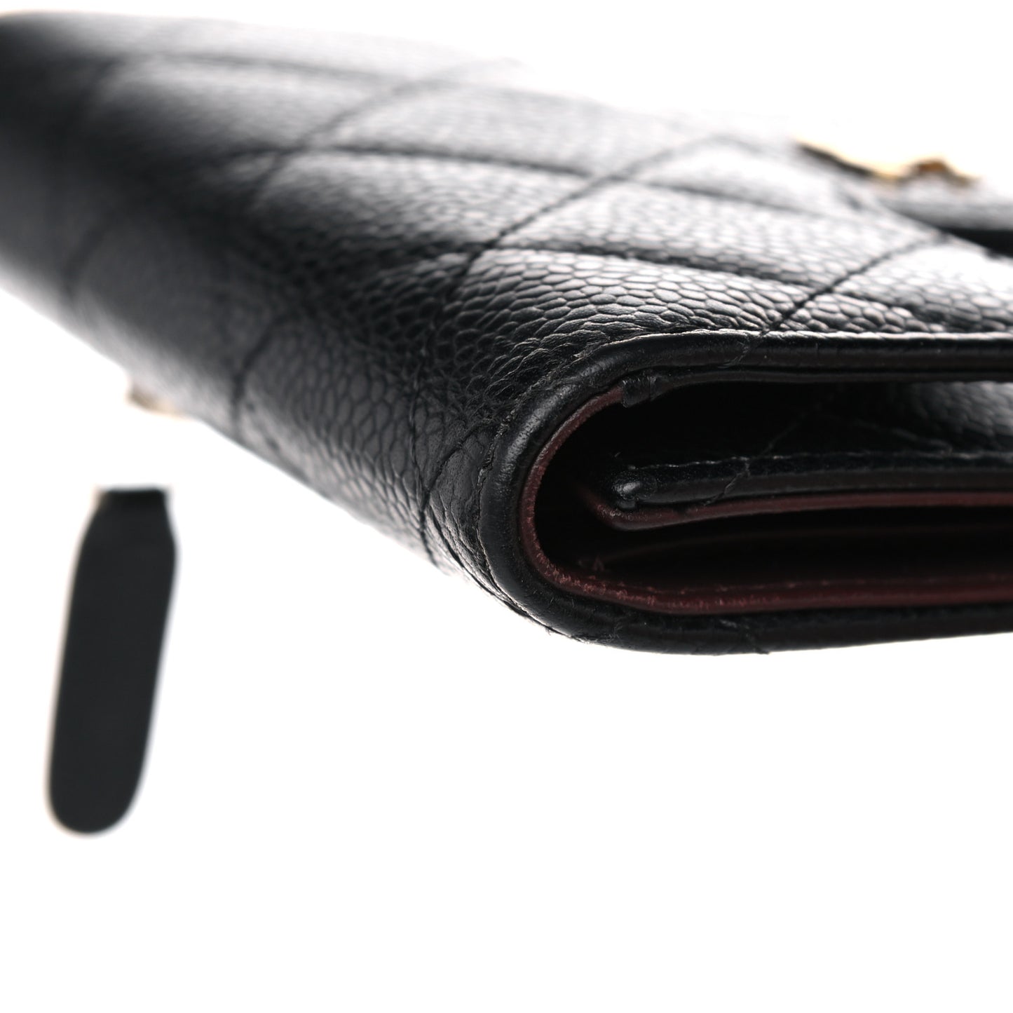 Caviar Quilted Compact Flap Wallet Black