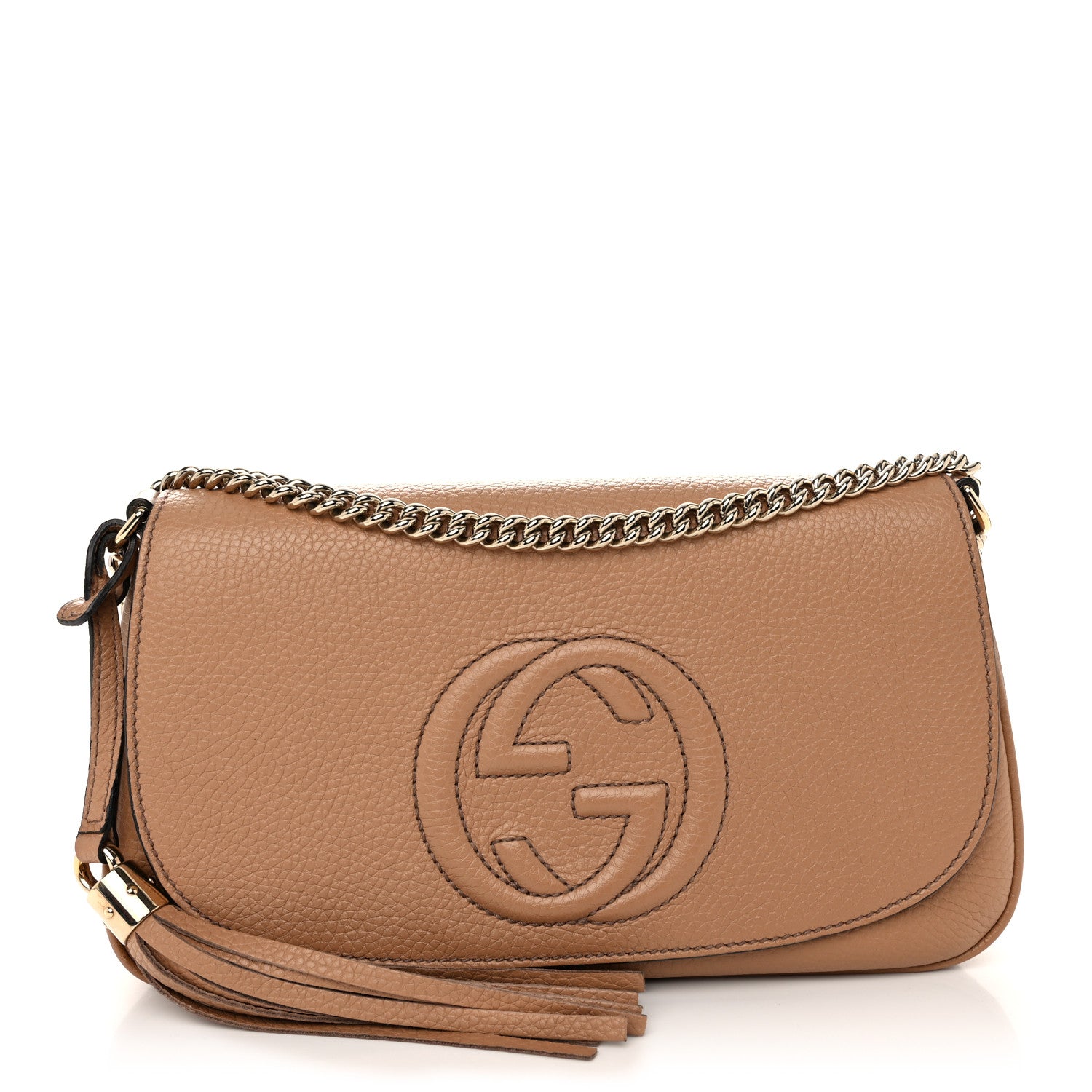 Gucci Pebbled Calfskin Medium Soho Flap Crossbody Camelia 1 of 10