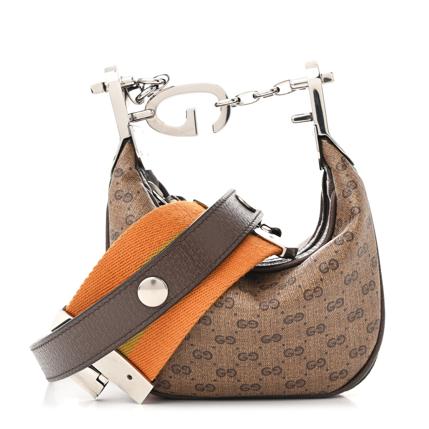 Gucci GG Supreme Monogram Textured Calfskin Web Mini Attache Hobo Beige Ebony New Acero 1 of 11