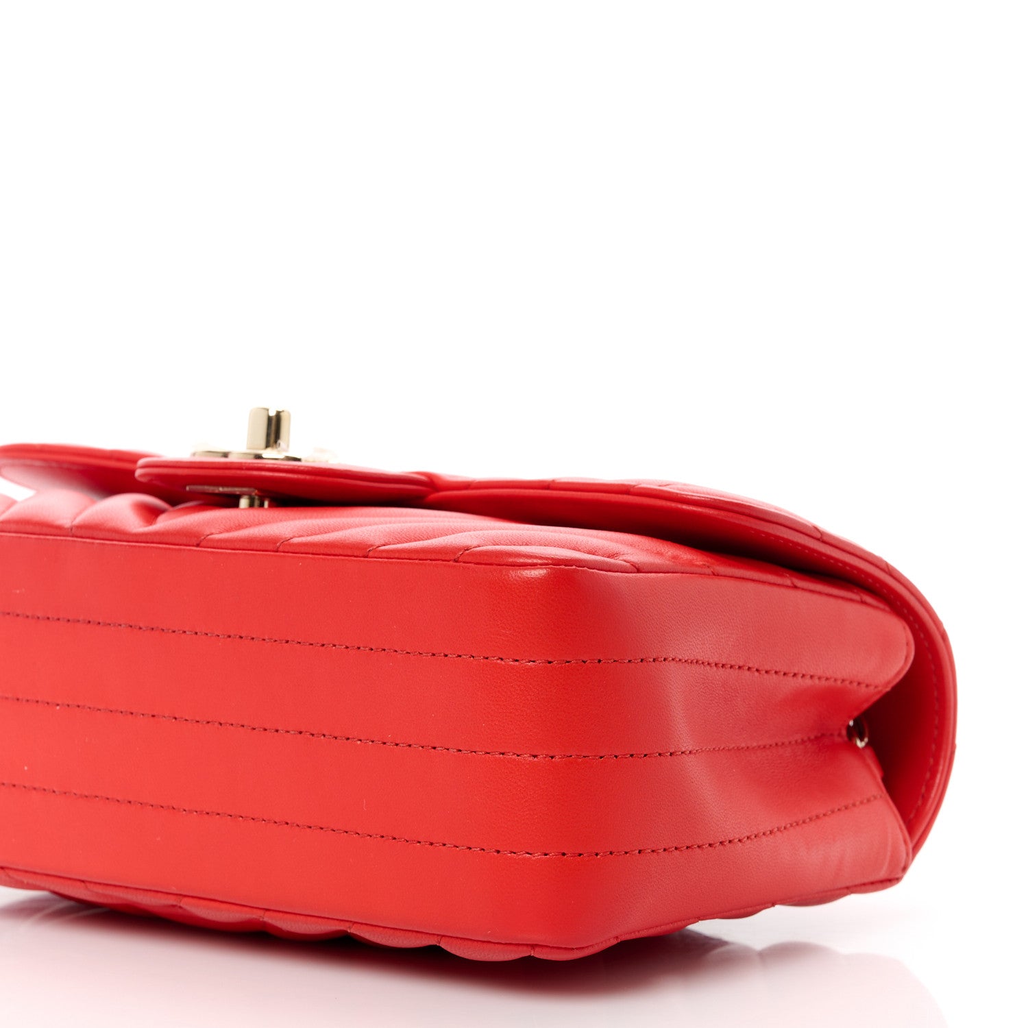 Chanel Lambskin Chevron Quilted Mini Rectangular Flap Red 11 of 12