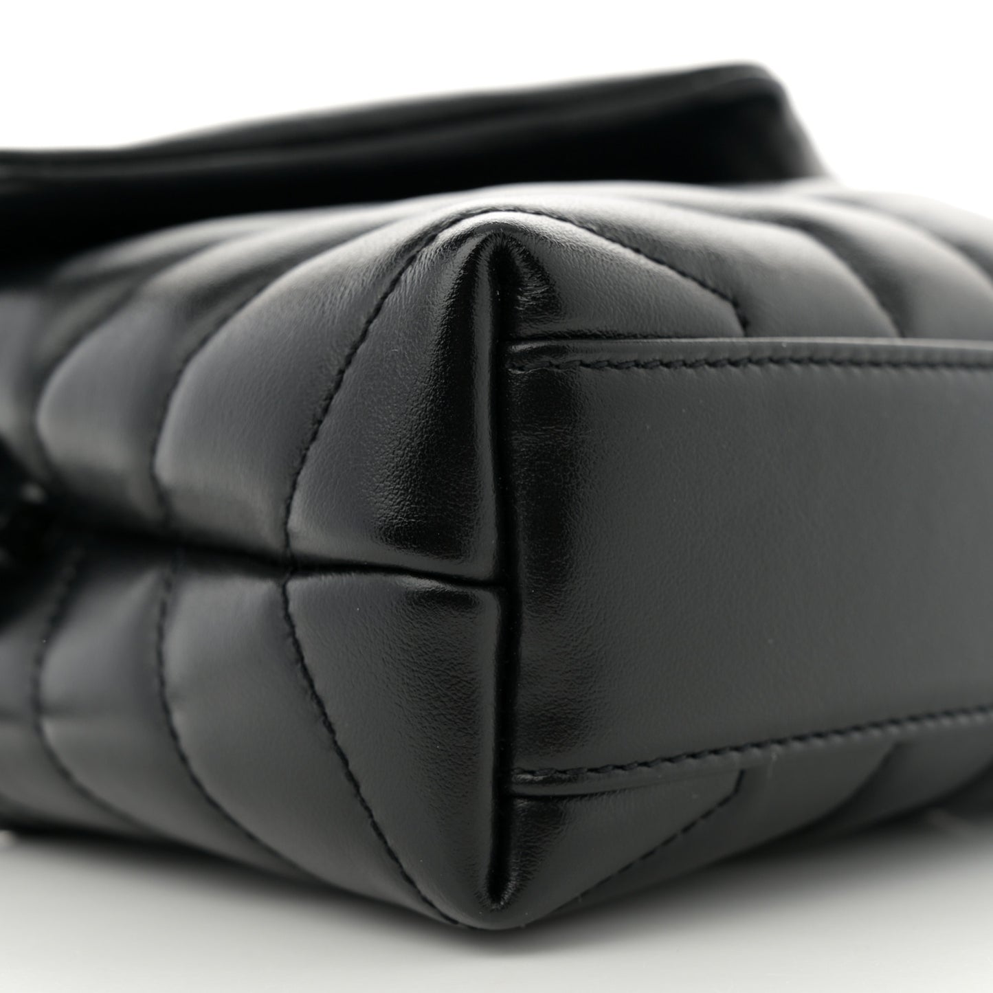 Calfskin Y Quilted Monogram Monochrome Toy Loulou Crossbody Bag Black