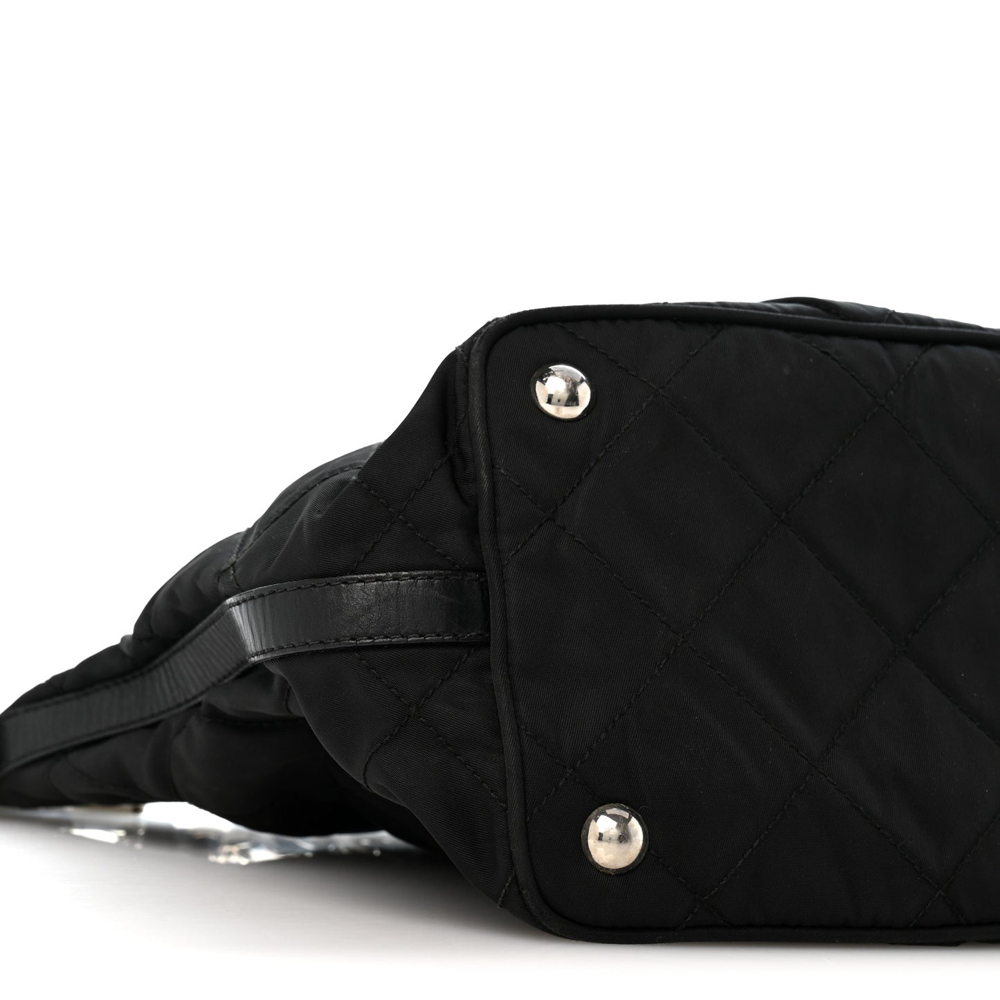 Nylon Tessuto Impuntu Quilted Shoulder Bag Black