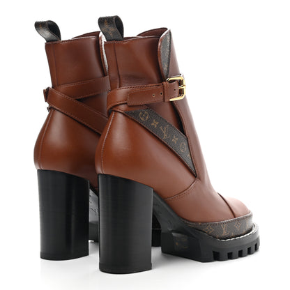 Louis Vuitton Calfskin Monogram Star Trail Ankle Boots 35 Cognac 4 of 11