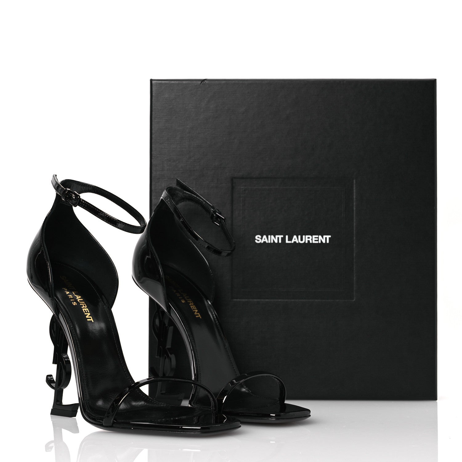 Saint Laurent Patent Calfskin Opyum 110 Sandals 39.5 Black 11 of 11