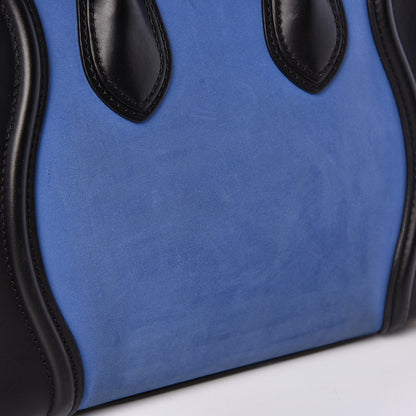 Celine Calfskin Nubuck Suede Micro Tri-Color Luggage Blue 15 of 17