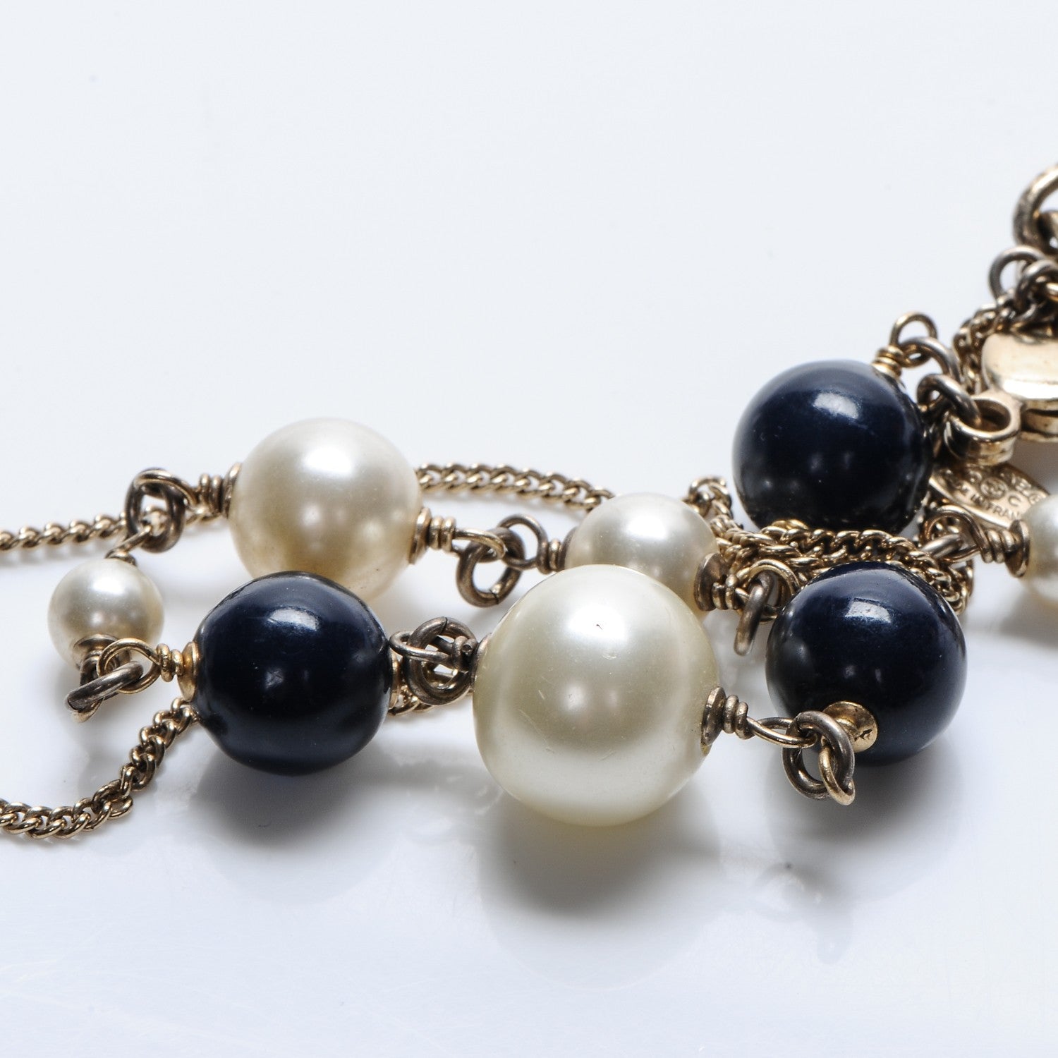 Chanel Pearl Beaded CC Long Necklace Navy 8 of 9