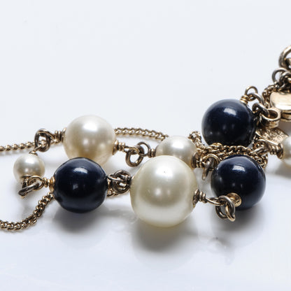 Chanel Pearl Beaded CC Long Necklace Navy 8 of 9