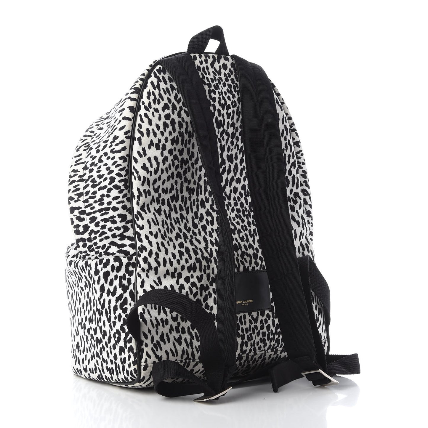 Printed Canvas Leopard Print Hunting Backpack White Black