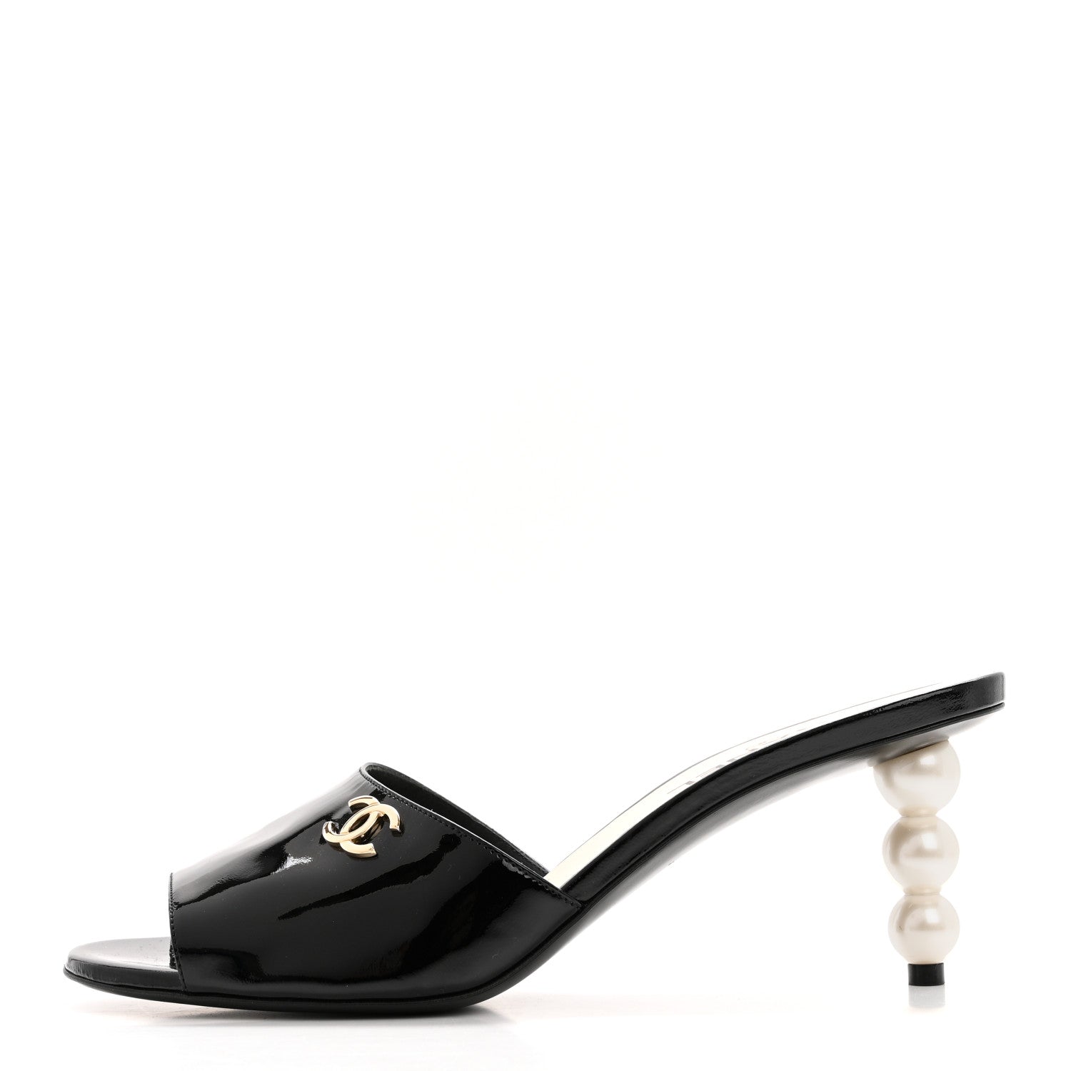 Chanel Patent Lambskin Pearl Mules 40.5 Black 1 of 13