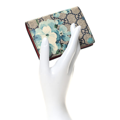 Gucci GG Supreme Monogram Blooms Card Case Wallet Beige Blue Navy Hibiscus Red 2 of 8