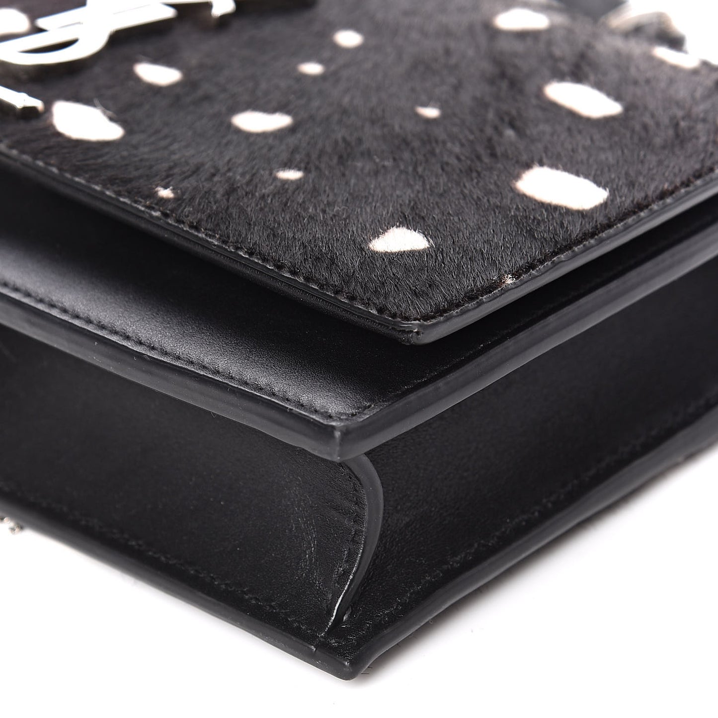 Calf Hair Spotted Monogram Kate Tassel Chain Wallet Black