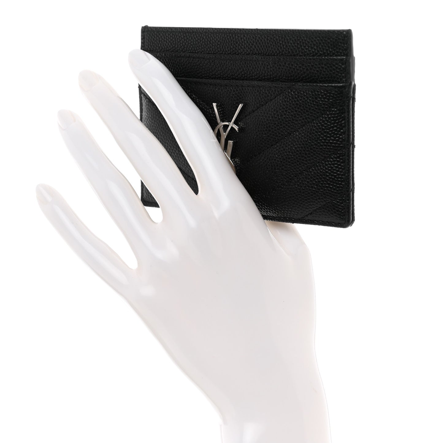 Grain De Poudre Matelasse Chevron Monogram Credit Card Case Black