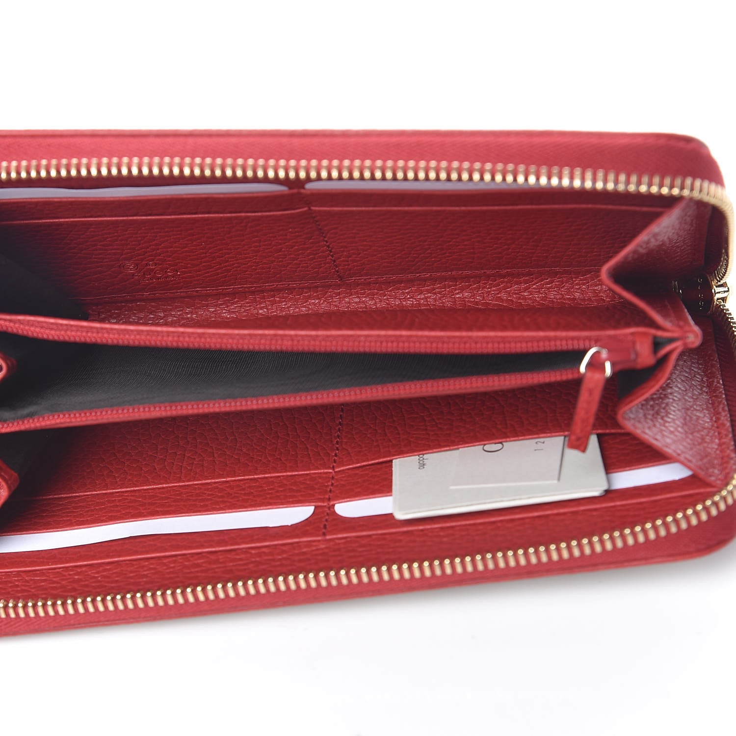 Gucci Monogram Dollar Calfskin Zip Around Wallet Beige Ebony Rosso 5 of 8